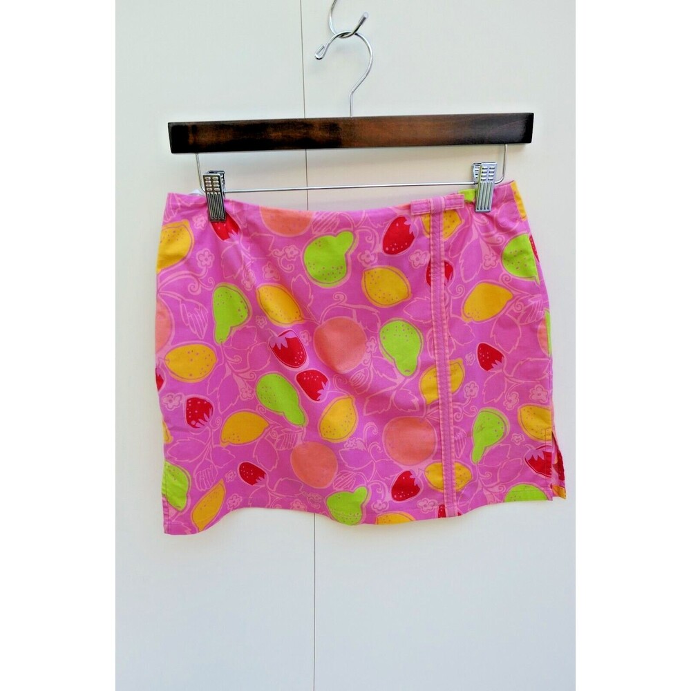 Lilly Pulitzer SZ 4 Skirt/Skort Pink Lemon Lime Fruit A Line Mini Cotton